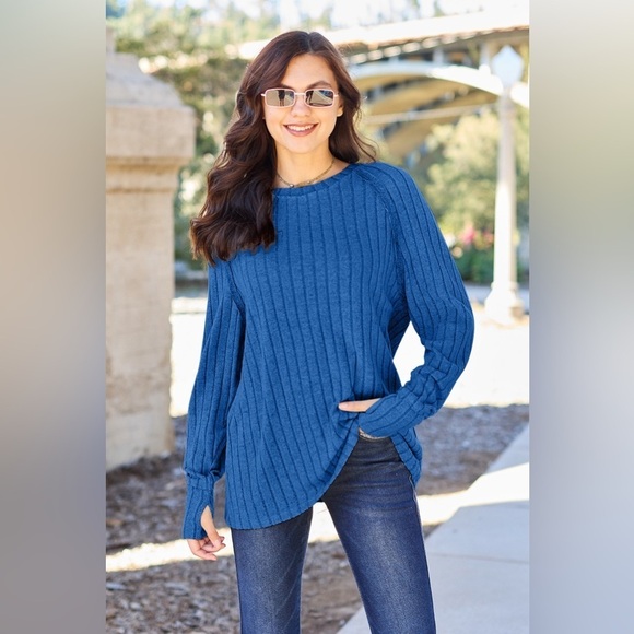Textured Haven Casual Ribbed Sweater - Picture 1 of 4